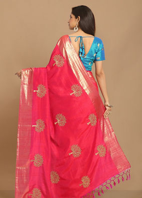 Traditional Rani Weaved Saree image number 2